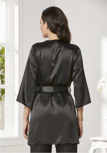 Pierre Cardin Saten 3'lü Pijama Takımı 2075 Siyah resmi