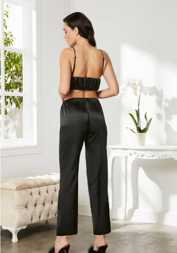 Pierre Cardin Saten 3'lü Pijama Takımı 2075 Siyah resmi