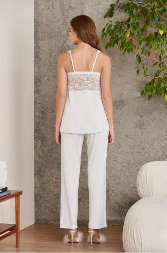 Pierre Cardin Dantelli Penye 3'lü Pijama Takımı 2810 Ekru resmi