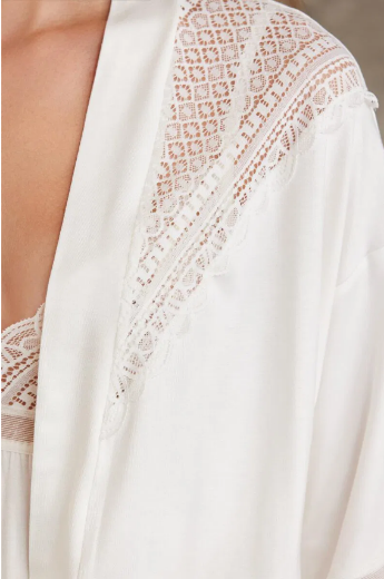 Pierre Cardin Dantelli Penye 3'lü Pijama Takımı 2820 Ekru resmi