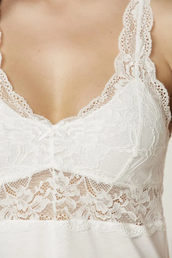 Pierre Cardin Penye Dantelli Gecelik ve Sabahlık Takım 4020 Ekru resmi