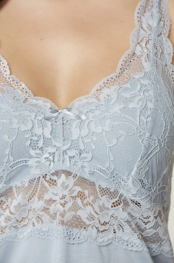 Pierre Cardin Penye Dantelli Gecelik ve Sabahlık Takım 4020 Mist resmi