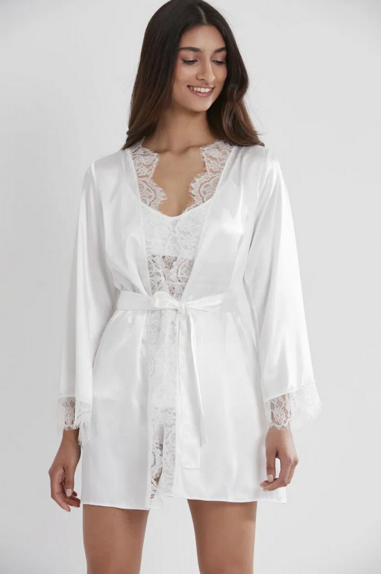 Pierre Cardin Saten Dantelli 3'lü Sabahlık Takım 2490 Ekru resmi