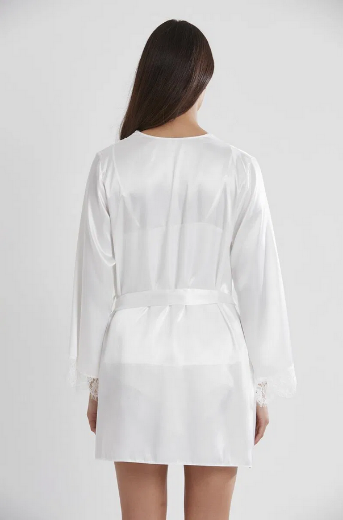 Pierre Cardin Saten Dantelli 3'lü Sabahlık Takım 2490 Ekru resmi