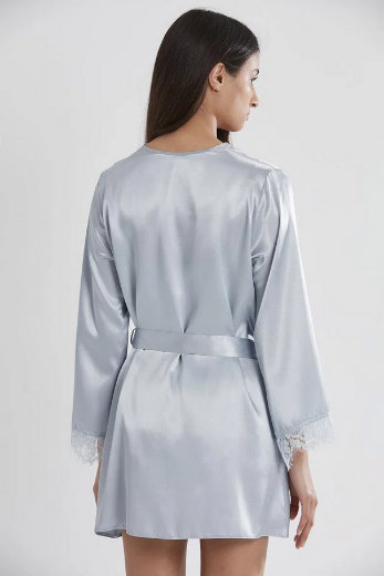 Pierre Cardin Saten Dantelli 3'lü Sabahlık Takım 2490 Mist resmi