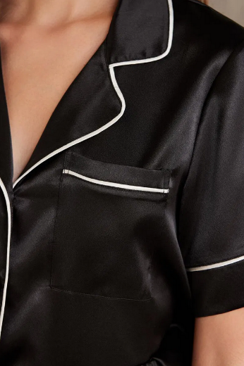 Pierre Cardin Saten Biyeli Pijama Takımı 1205 Siyah resmi