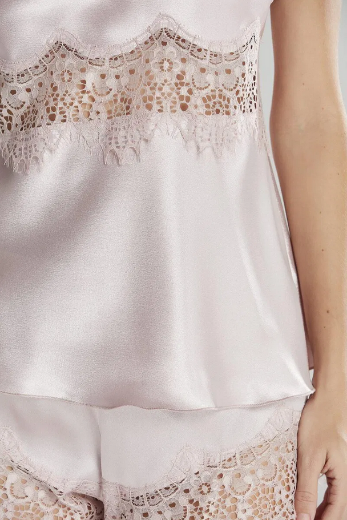Pierre Cardin Saten Dantelli Şort Babydoll Takım 435 Pudra resmi