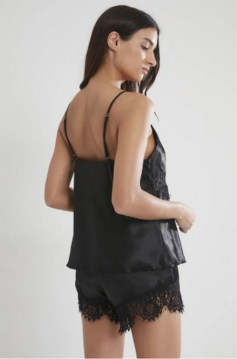 Pierre Cardin Saten Dantelli Şort Babydoll Takım 435 Siyah resmi