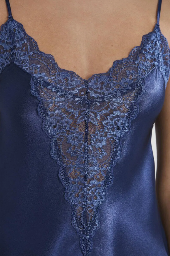 Pierre Cardin Saten Dantelli Şort Babydoll Takım 430 Lacivert resmi