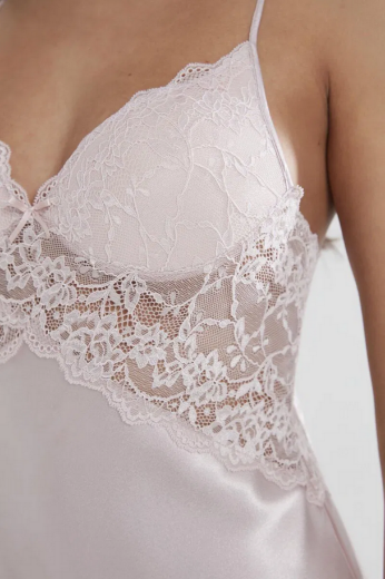 Pierre Cardin Saten Dantelli Kadın Gecelik ve Sabahlık Takımı 4050 Pudra resmi