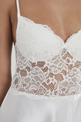 Pierre Cardin Saten Dantelli Kadın Gecelik ve Sabahlık Takımı 4265 Ekru resmi