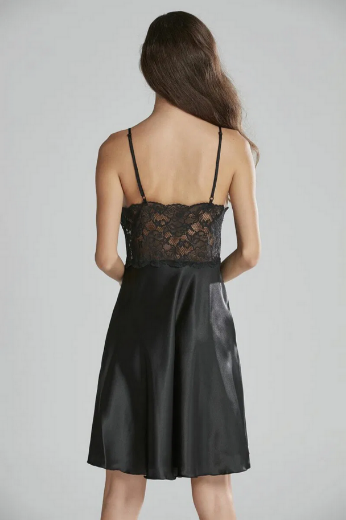 Pierre Cardin Saten Dantelli Kadın Gecelik ve Sabahlık Takımı 4265 Siyah resmi