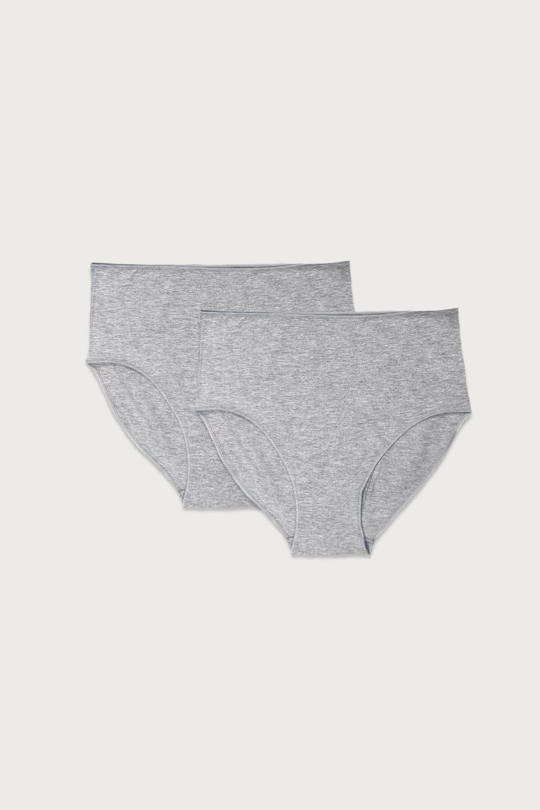 Malabadi 2'li Paket Modal Yüksek Bel Slip Külot 1955  Gri resmi