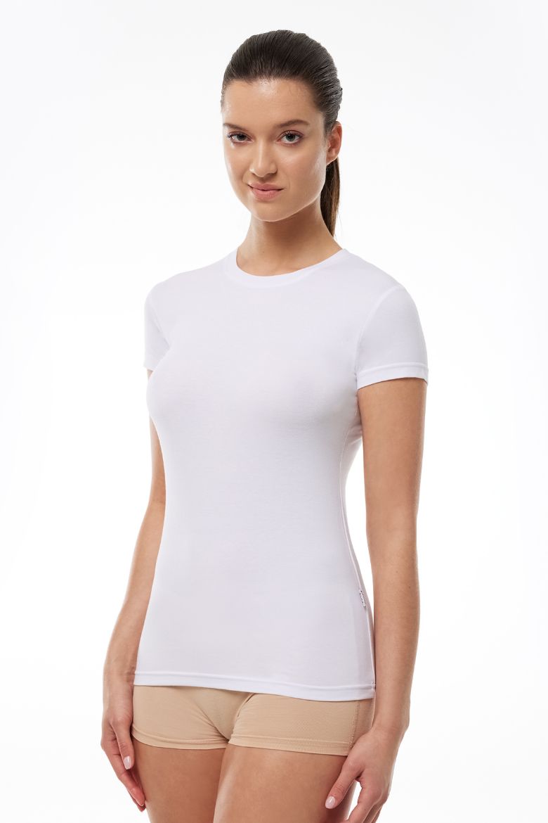 Malabadi Yuvarlak Yaka Kısa Kollu Modal Body 191 Beyaz resmi