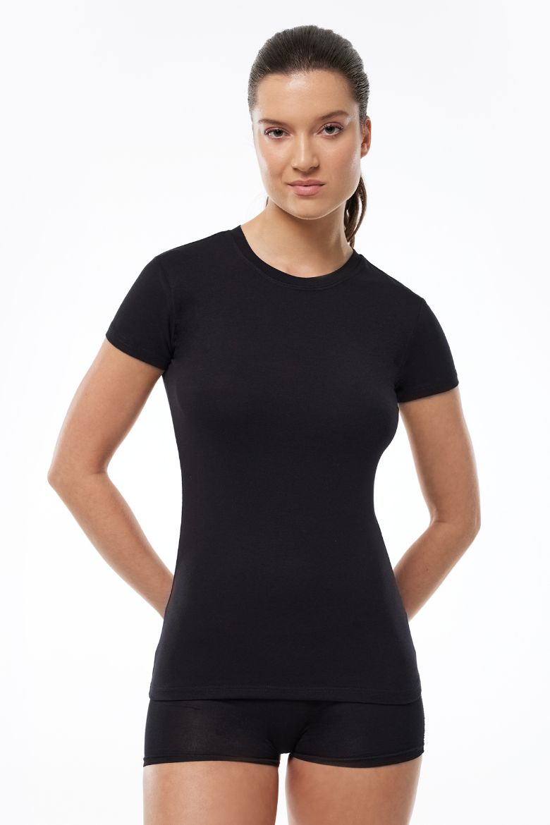 Malabadi Yuvarlak Yaka Kısa Kollu Modal Body 191 Siyah resmi