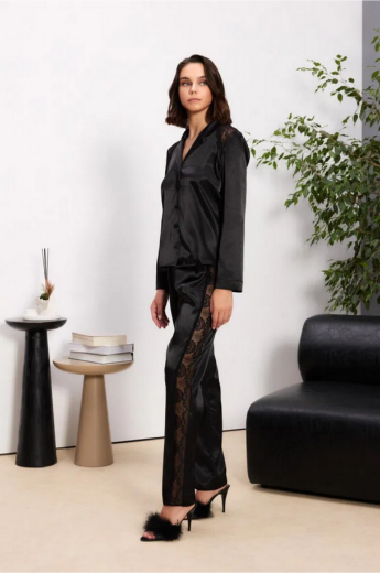 Pierre Cardin Saten Altılı Gelin Çeyiz Seti 6035 Siyah resmi