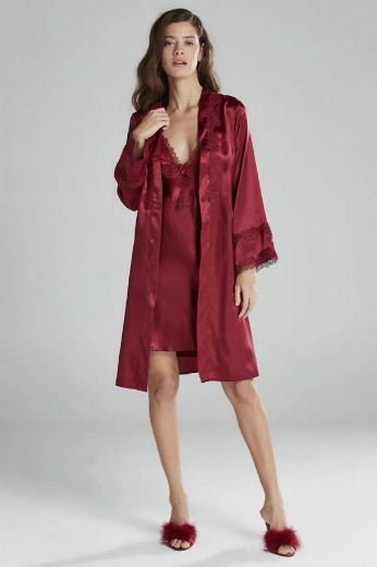 Pierre Cardin Saten Altılı Gelin Çeyiz Seti 6965 Bordo resmi