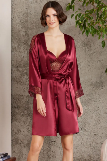 Pierre Cardin Saten Altılı Gelin Çeyiz Seti 6000 Bordo resmi