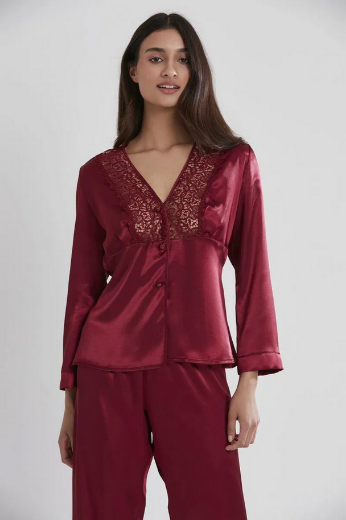 Pierre Cardin Saten Altılı Gelin Çeyiz Seti 6955 Bordo resmi