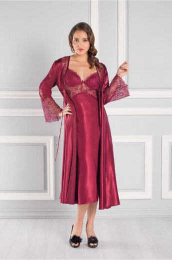 Pierre Cardin Saten Altılı Gelin Çeyiz Seti 6620 Bordo resmi