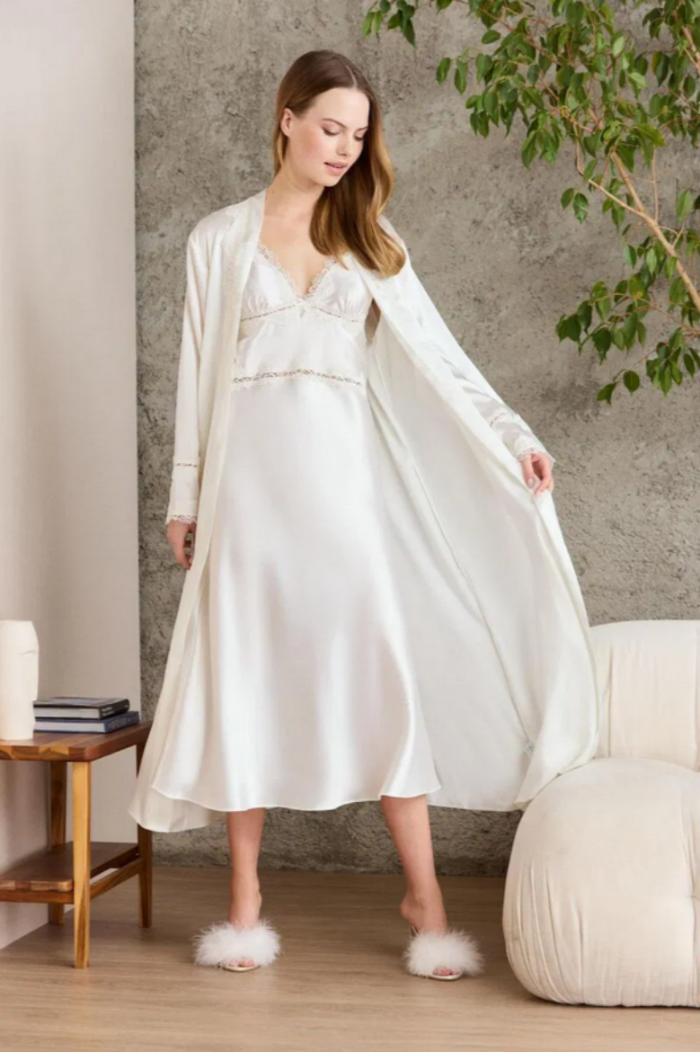 Pierre Cardin Saten Altılı Gelin Çeyiz Seti 6960 Ekru resmi