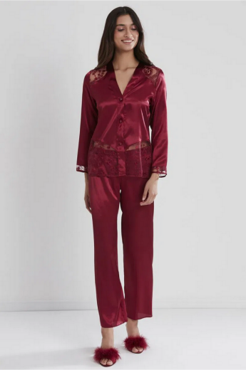 Pierre Cardin Saten Altılı Gelin Çeyiz Seti 6225 Bordo resmi