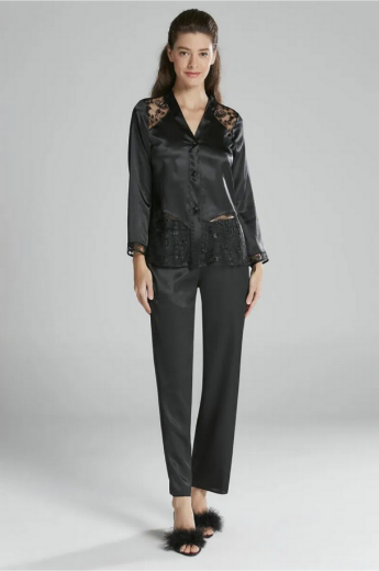 Pierre Cardin Saten Altılı Gelin Çeyiz Seti 6225 Siyah resmi