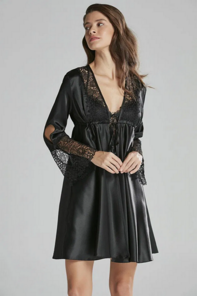 Pierre Cardin Saten Altılı Gelin Çeyiz Seti 6625 Siyah resmi