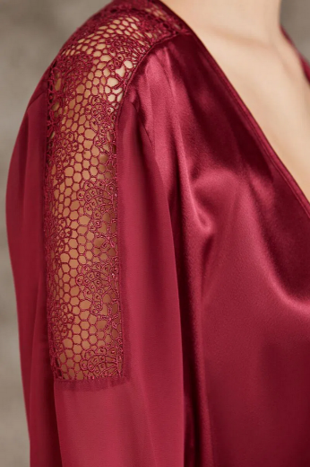 Pierre Cardin Saten Altılı Gelin Çeyiz Seti 6005 Bordo resmi