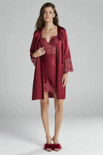 Pierre Cardin Saten Altılı Gelin Çeyiz Seti 6015 Bordo resmi