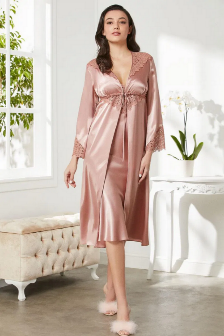 Pierre Cardin Saten Altılı Gelin Çeyiz Seti 6700 Brandy resmi