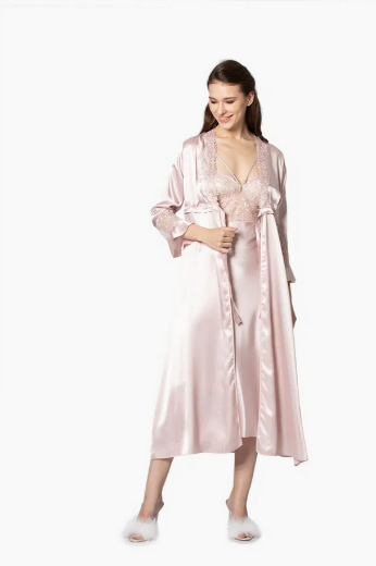 Pierre Cardin Saten Altılı Gelin Çeyiz Seti 6025 Pudra resmi