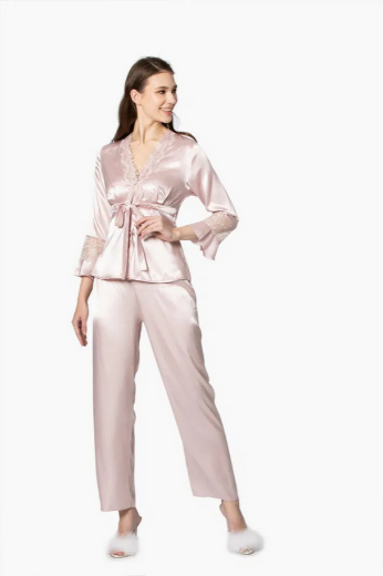 Pierre Cardin Saten Altılı Gelin Çeyiz Seti 6025 Pudra resmi