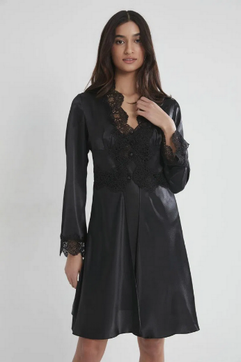 Pierre Cardin Saten Altılı Gelin Çeyiz Seti 6335 Siyah resmi