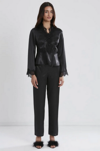 Pierre Cardin Saten Altılı Gelin Çeyiz Seti 6335 Siyah resmi