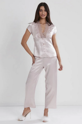 Pierre Cardin Saten Altılı Gelin Çeyiz Seti 6325 Pudra resmi