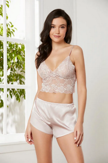 Pierre Cardin Saten Dörtlü Gelin Çeyiz Seti 7005 Pudra resmi