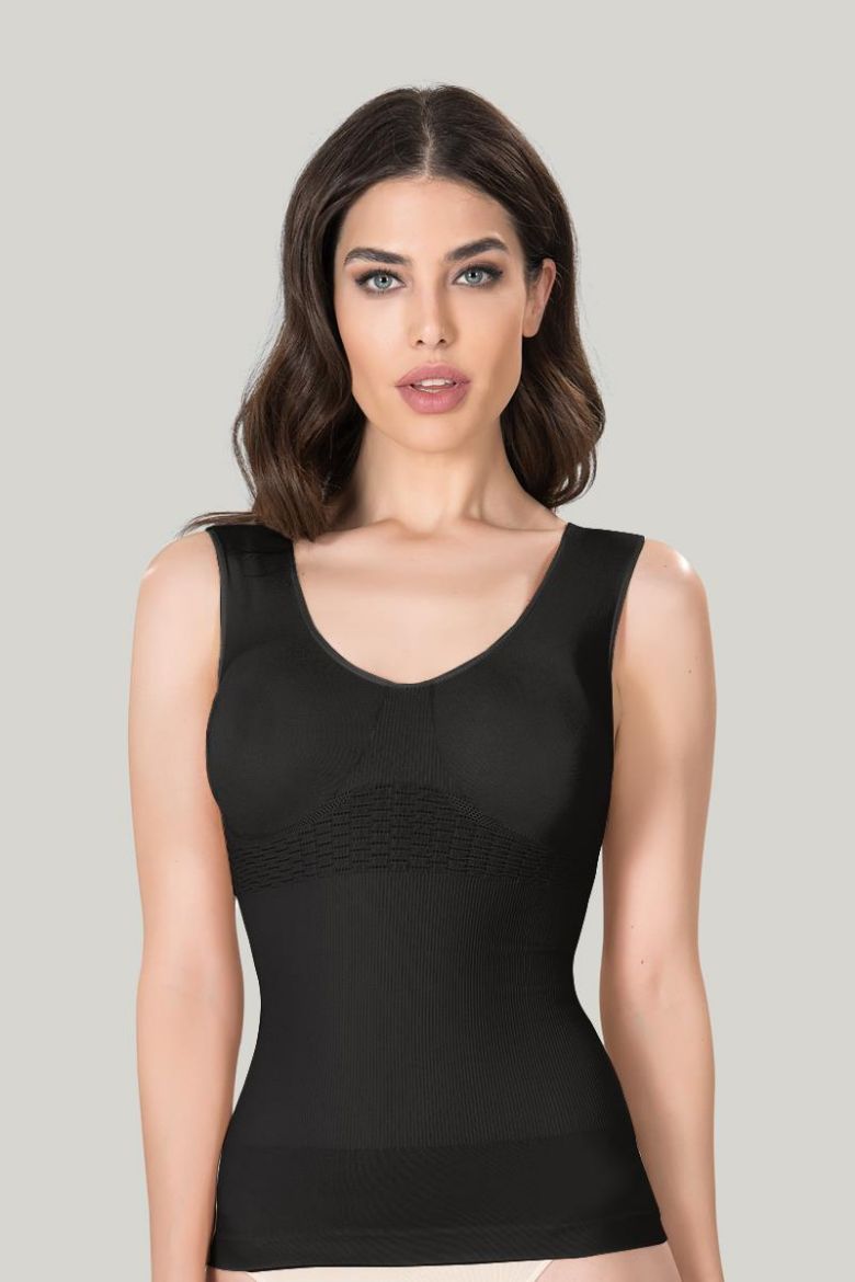 Miss Fit Kalın Askılı Korsajlı Atlet 1644 Siyah resmi