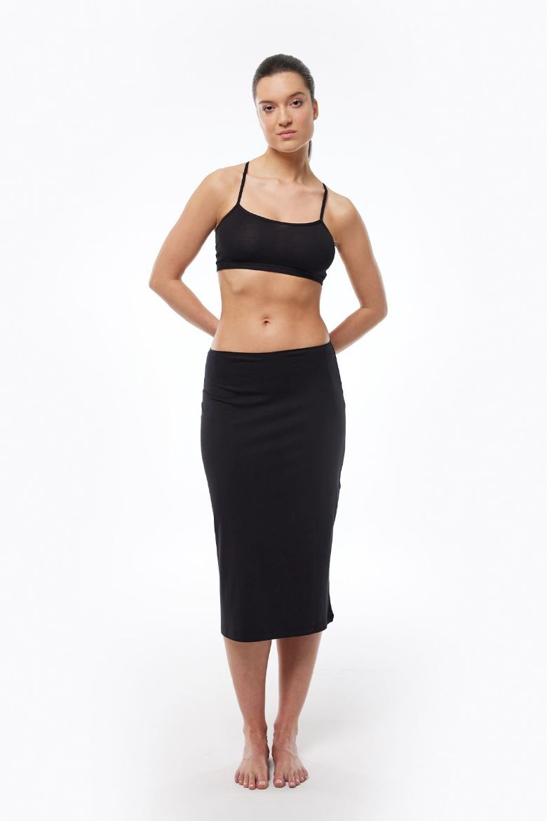 Malabadi Tam Boy Uzun Etek Astarı Modal Jüpon 1061 Siyah resmi