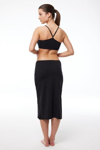 Malabadi Tam Boy Uzun Etek Astarı Modal Jüpon 1061 Siyah resmi