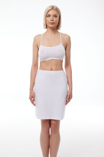 Malabadi Dizüstü Etek Astarı Modal Geniş Jupon 1059 Beyaz resmi