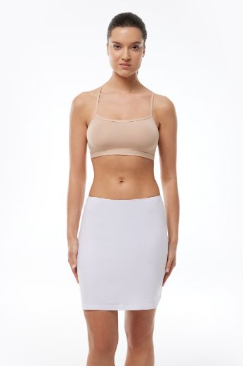 Malabadi Kısa Geniş Etek Astarı Modal Jüpon 196 Beyaz resmi