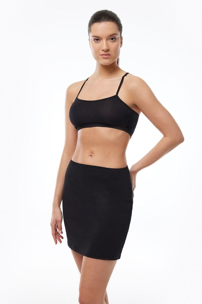 Malabadi Kısa Geniş Etek Astarı Modal Jüpon 196 Siyah resmi