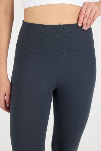 Malabadi Penye Modal Yüksek Bel Spor Tayt 1905 Füme resmi