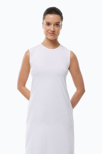 Malabadi Uzun Kolsuz Elbise Astarı Modal Kombinezon 1049 Beyaz resmi