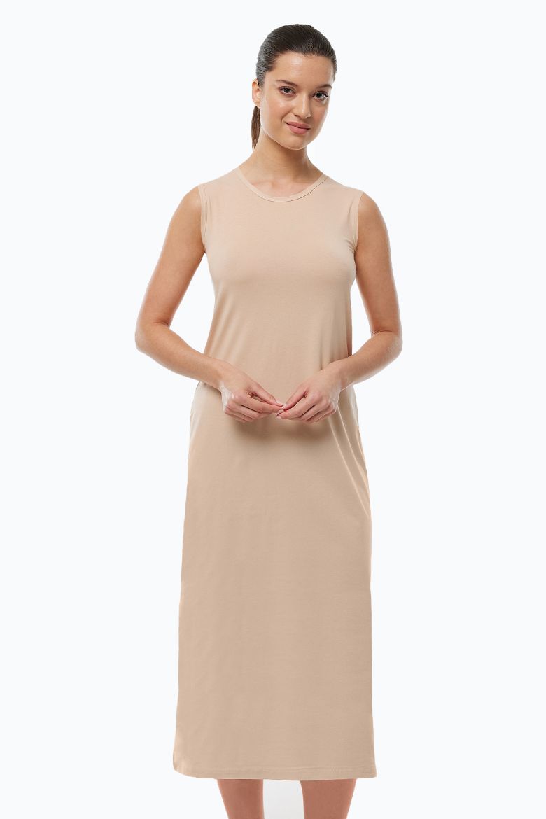 Malabadi Uzun Kolsuz Elbise Astarı Modal Kombinezon 1049 Ten resmi