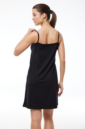 Malabadi Ayarlanabilir İp Askılı Geniş Elbise Astarı Modal Kombinezon 1060 Siyah resmi