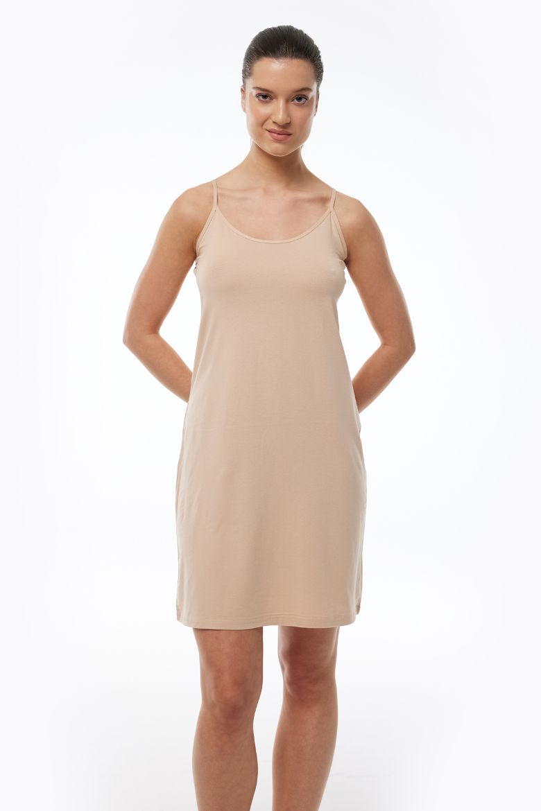 Malabadi Ayarlanabilir İp Askılı Geniş Elbise Astarı Modal Kombinezon 1060 Ten resmi