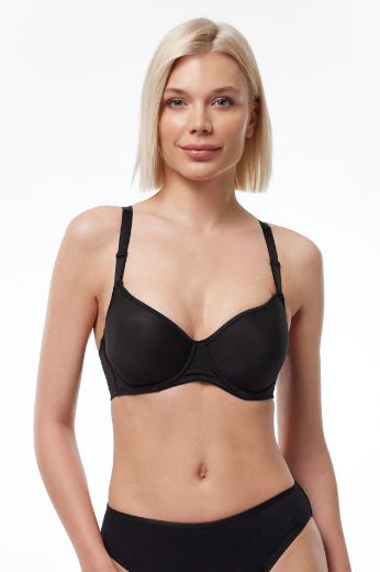 Malabadi Toparlayıcı Dolgusuz Kaplı Balenli Sütyen 814 Siyah resmi