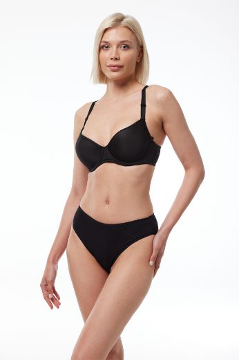 Malabadi Toparlayıcı Dolgusuz Kaplı Balenli Sütyen 814 Siyah resmi